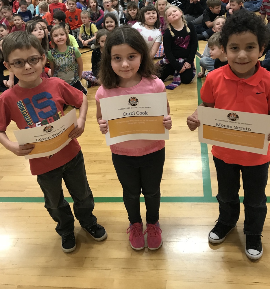 1st Grade Ranger Pride Students of the Month