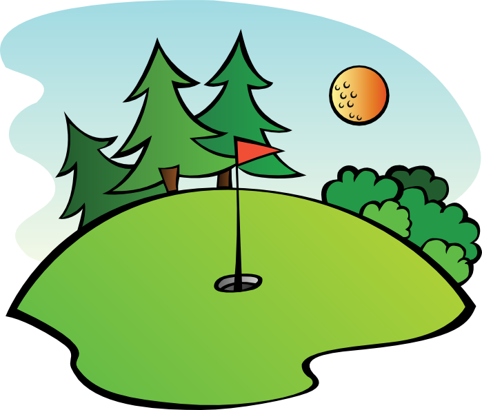 golf tee and ball with trees 