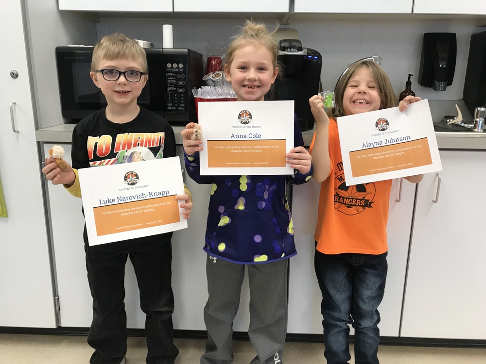 February Students of the Month! Manton Elementary School