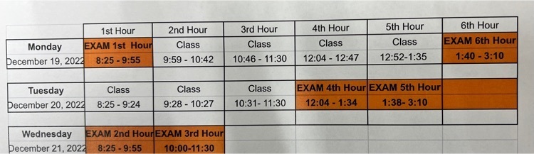 Exam Schedule 